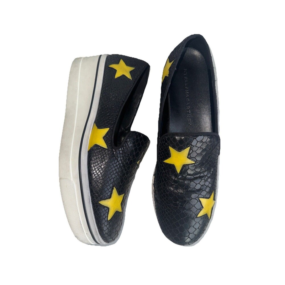 Stella McCartney Python Embossed Faux Leather Binx Star Platform Sneakers 10.5